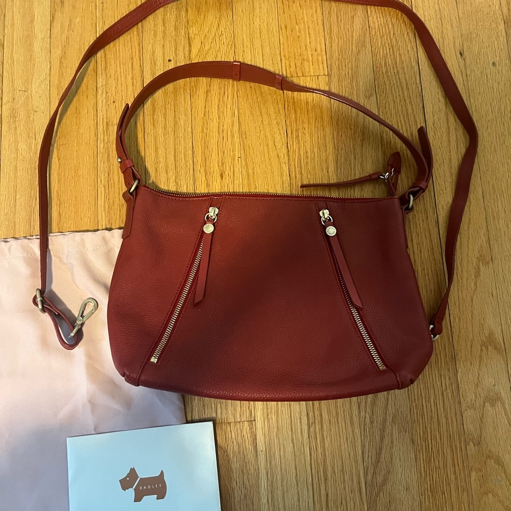 Radley London red purse convertible crossbody with dustbag